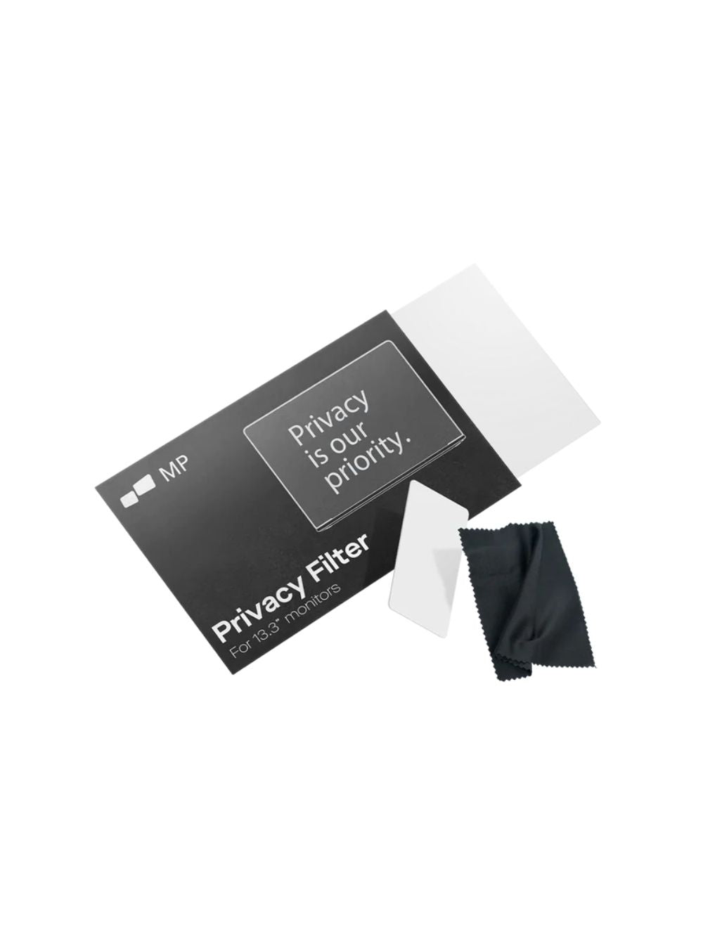 Filtro de privacidad de 6 capas de 13.3" pulgadas para monitores portátiles Mobile Pixels; accesorio diseñado para proteger la información visual, reducir reflejos y mejorar la seguridad en entornos públicos o de trabajo compartido.