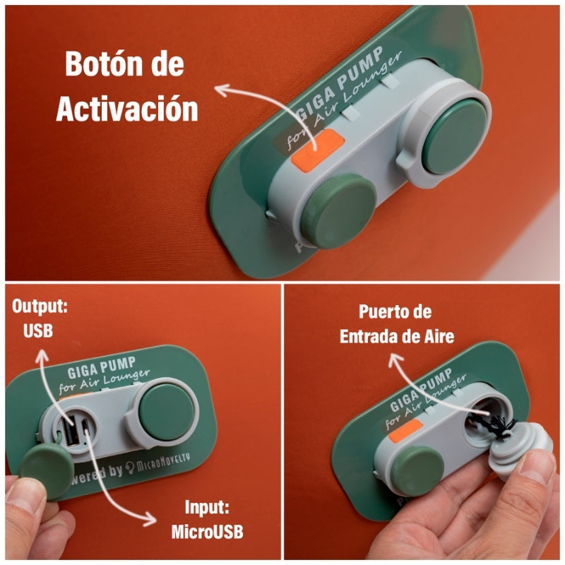 GIGA LOUNGER Reposera Auto Inflable en 100 Segundos