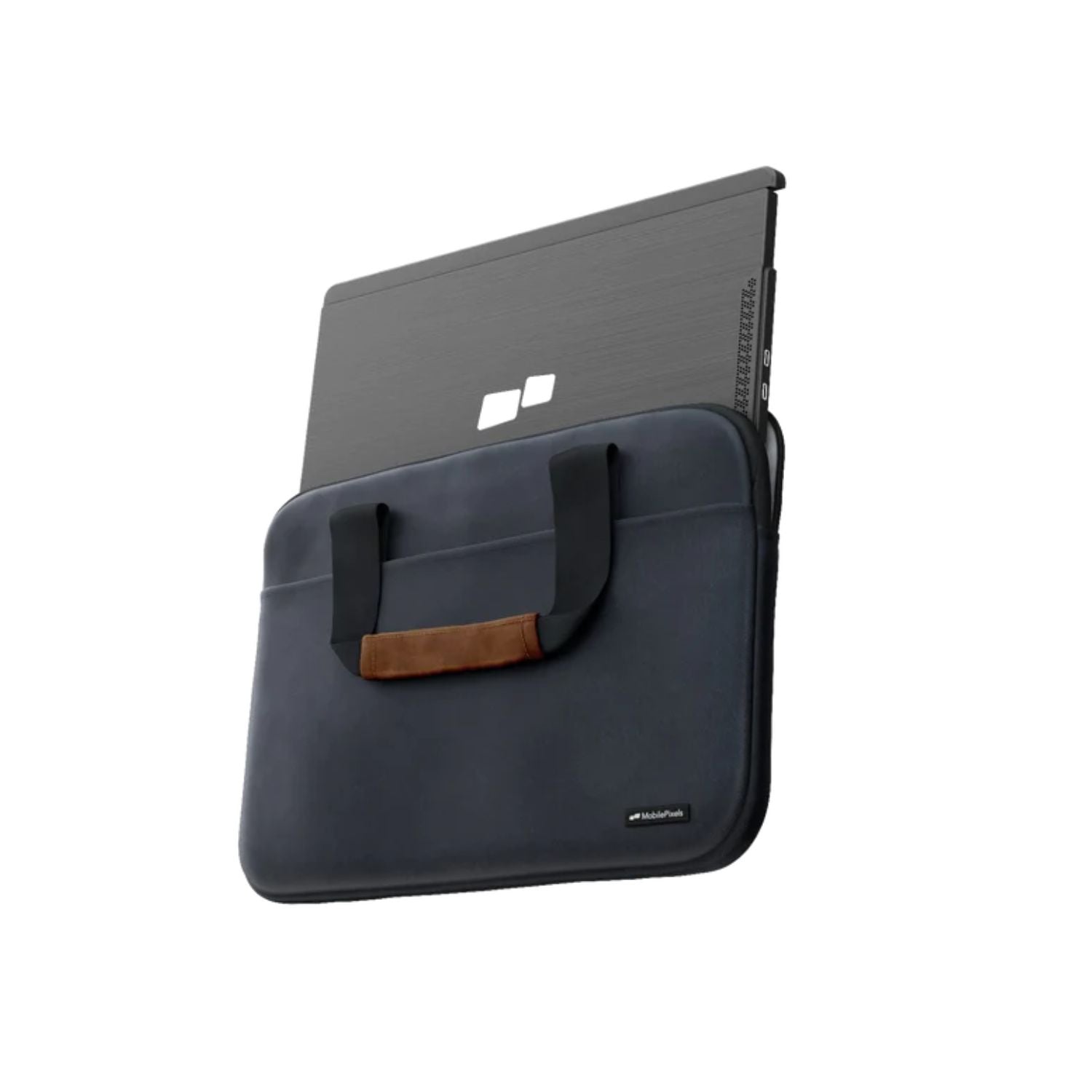 Imagen del producto funda original tipo bolso para monitor portátil Mobile Pixels; accesorio de transporte con diseño acolchado, liviano y resistente, ideal para proteger y llevar modelos Duex Plus, Duex Max, Duex Float o Trio Max con total seguridad y comodidad.