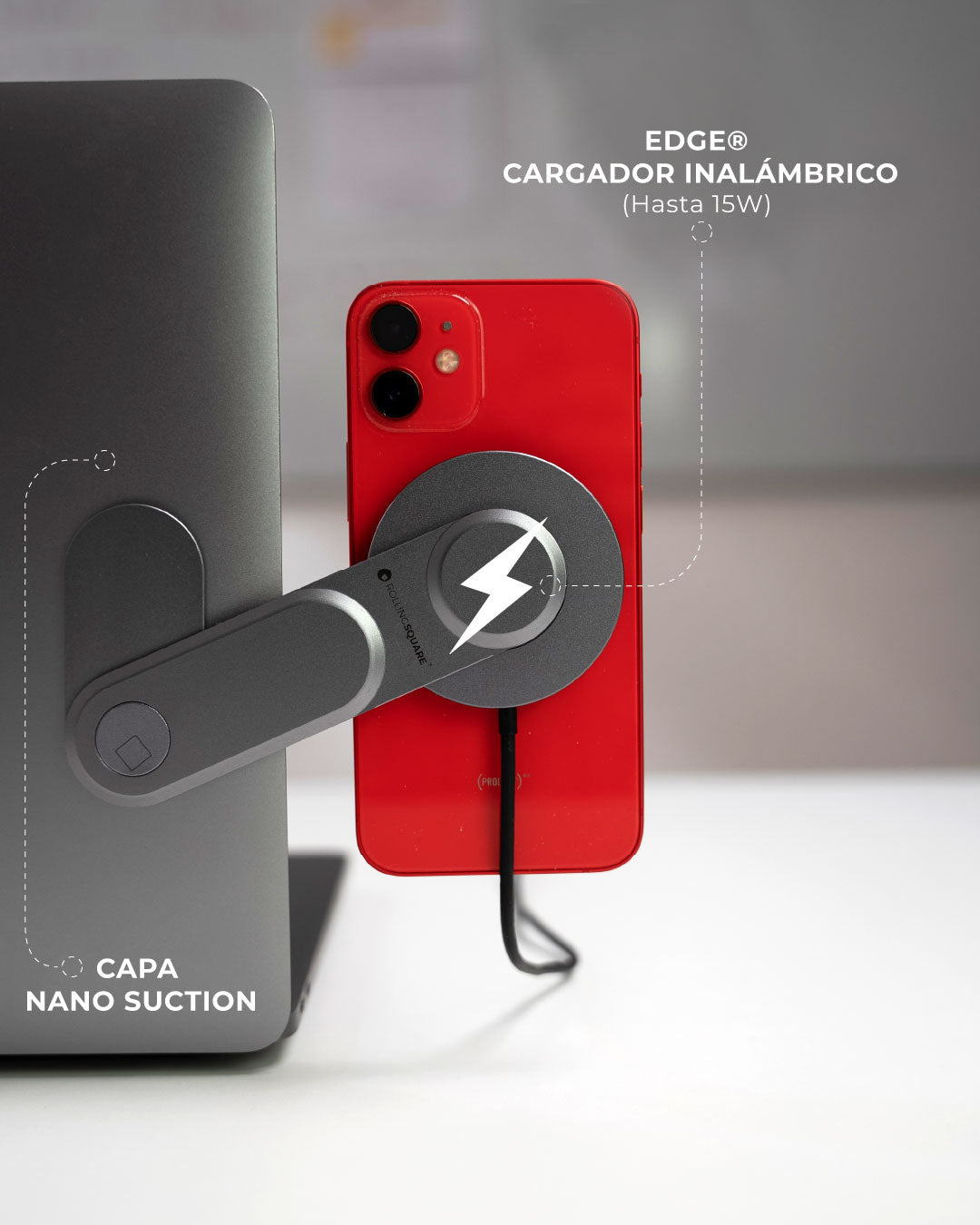 EDGE® Estación de Trabajo Móvil incluye Soporte Celular, Carga Inalámbrica y Luz Led
