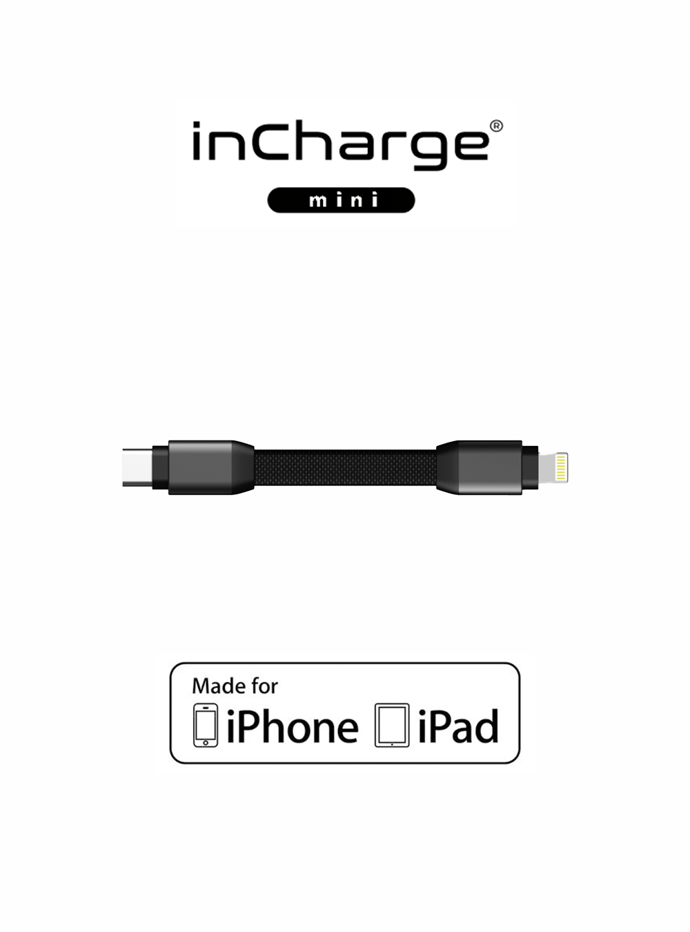 inCharge® Mini Cable de Carga, Llavero Magnético Portátil, Certificado por Apple